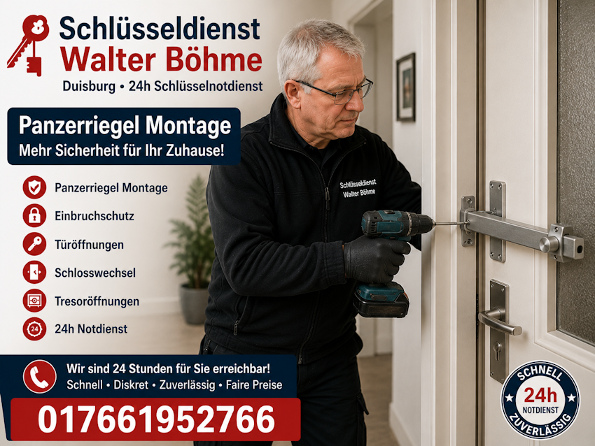 Schlüsseldienst in Duisburg für eine Panzerriegel Montage