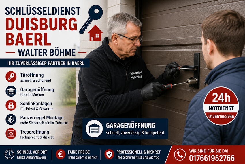Schlüsseldienst Duisburg Baerl Garagenöffnung