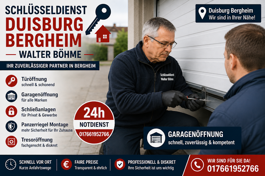 Schlüsseldienst in Duisburg Bergheim Garagenöffnung
